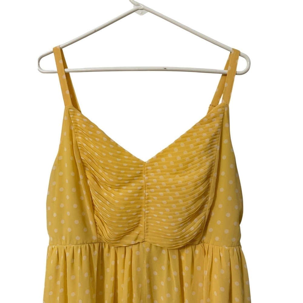 Torrid Polka‎ Dot Maxi Dress 1X Butter Yellow Smocked Empire Waist Coquette - Picture 2 of 13